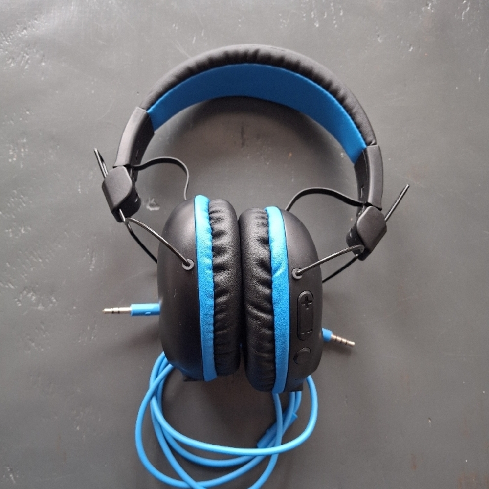 Blue and Black Headphones